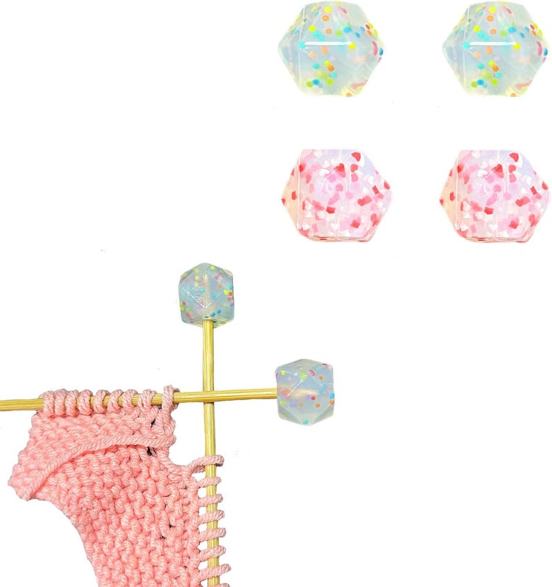 spansee Hexagon Knitting Needle Holders - 4 Pcs, Size 3-13 (3.25mm-9mm), End Caps, Stitch Stoppers, Point Protectors - Image 1